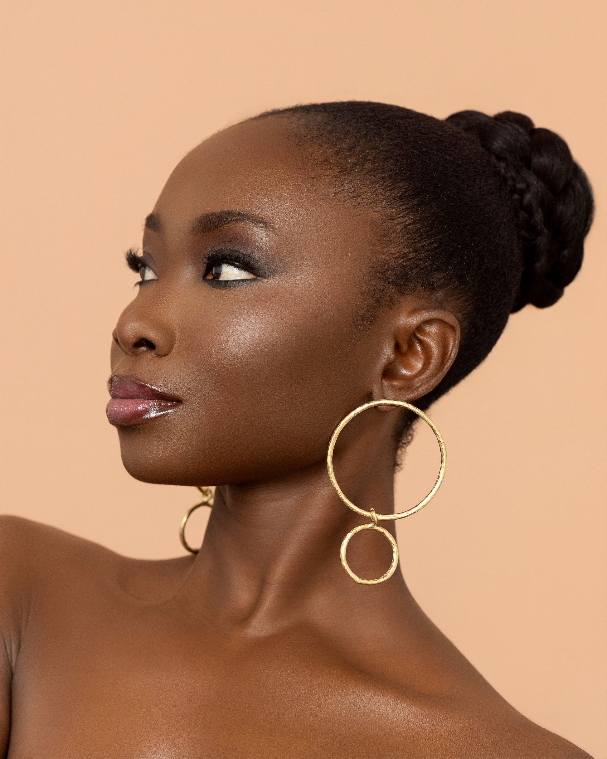 Handmade minimalist brass statement earrings by Adjeley Jewellery